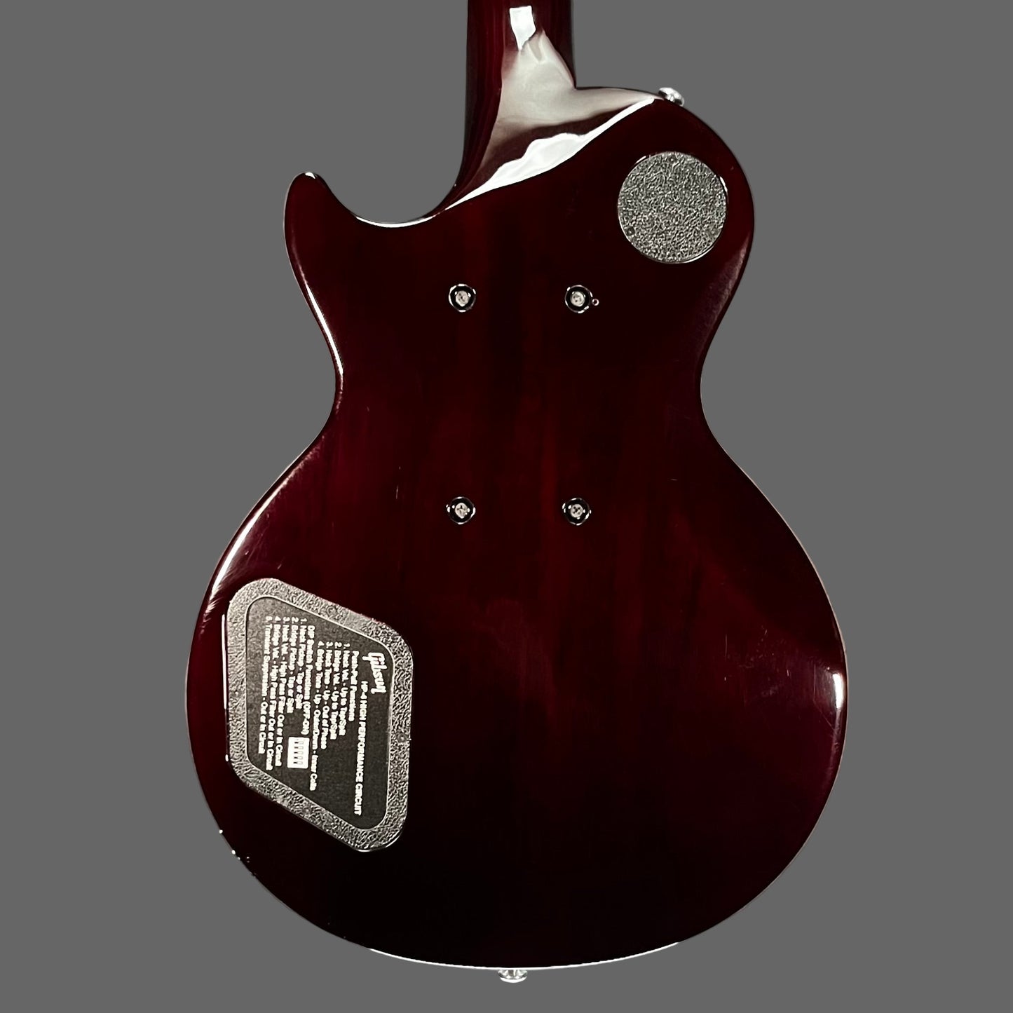 Back of Used 2018 Gibson HP High Performance Les Paul Hot Pink Fade w/Aluminum Flight Case TFW2642