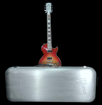 Front of w/case of Used 2018 Gibson HP High Performance Les Paul Hot Pink Fade w/Aluminum Flight Case TFW2642