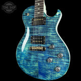 Front angle of PRS Tremonti Stoptail 10 Top River Blue Pearl.