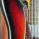 Scratches on body of Used 2008 Fender American Vintage '62 Precision Bass Sunburst.