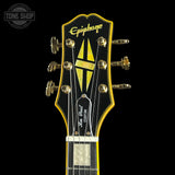 Headstock of Used Epiphone Joe Bonamassa '59 Les Paul Antique Ebony.