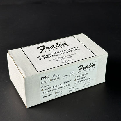 Fralin Pickups packaging on a black background
