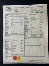 A printed inventory receipt sheet from Fender for Shop Floor Traveler guitars, showing item details, barcodes, and handwritten notes on a white background.
