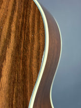 Wear on back edge of Used Martin Custom Shop OM-28 Adirondack / Wild East Indian Rosewood.