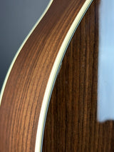 Wear on back edge of Used Martin Custom Shop OM-28 Adirondack / Wild East Indian Rosewood.