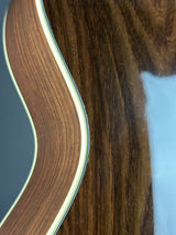 Wear on back of Used Martin Custom Shop OM-28 Adirondack / Wild East Indian Rosewood.