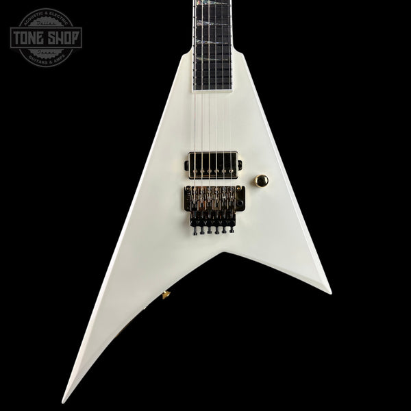 Front of Jackson Custom Shop Rhoads RR24 1H FR GHW Snow White Pearl.