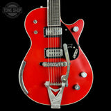 Front of Gretsch USA Custom Shop 1959 Penguin Relic Western Red.