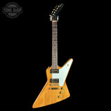 Full front of Vintage 1978 Gibson Explorer Natural.