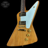 Front angle of Vintage 1978 Gibson Explorer Natural.