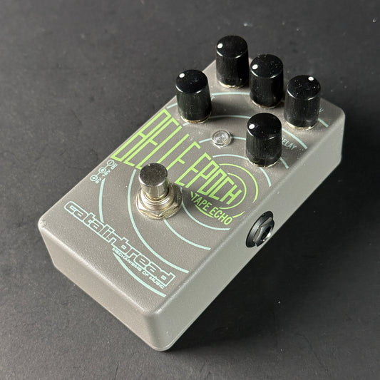 Guitar effects pedal with 'Catalinbread' branding on a dark background