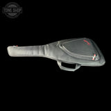 Guitar case with a brand logo on a black background