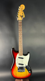 Full front of Vintage 1974 Fender Mustang 3 Color Sunburst.