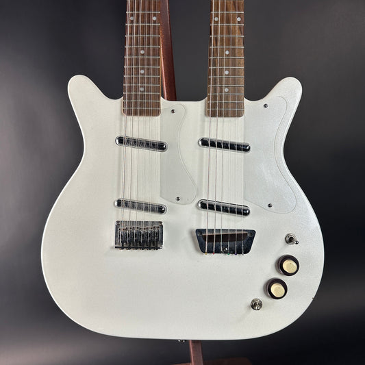 Front of Used Danelectro Double Neck 6/12 White.