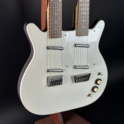 Front angle of Used Danelectro Double Neck 6/12 White.
