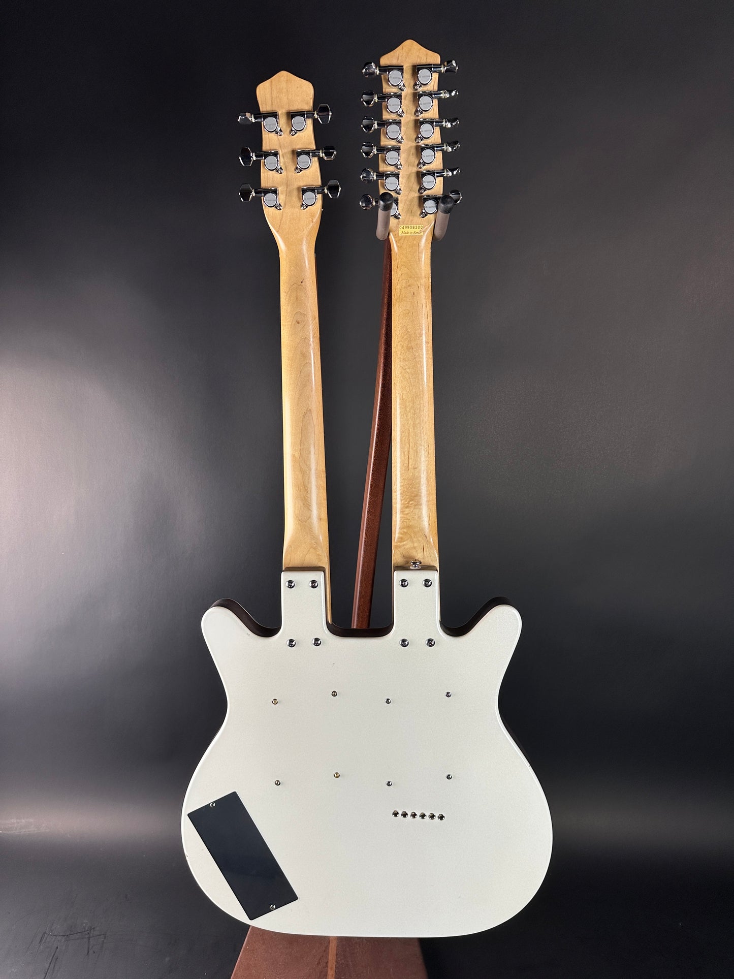 Full back of Used Danelectro Double Neck 6/12 White.