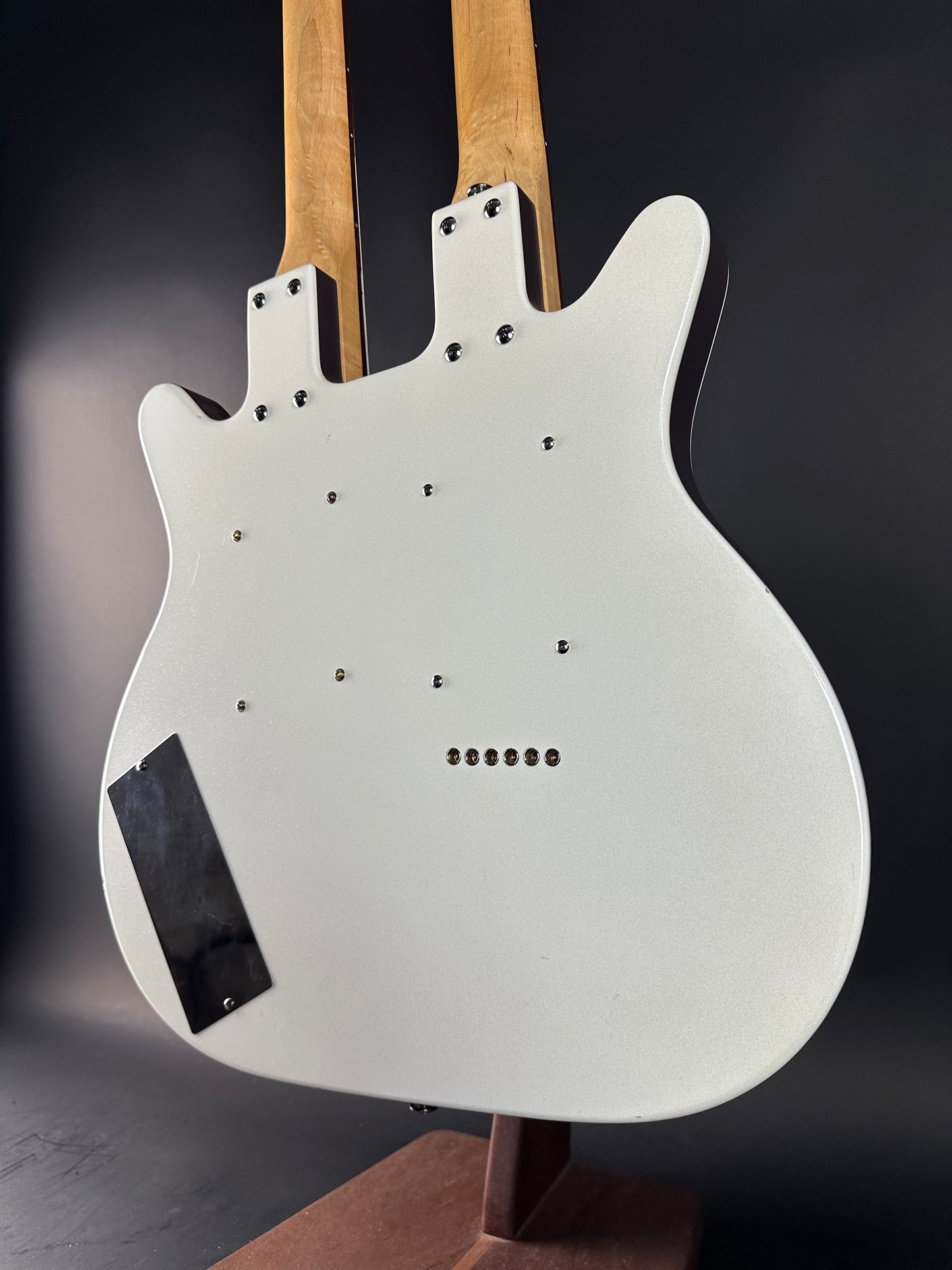 Back angle of Used Danelectro Double Neck 6/12 White.