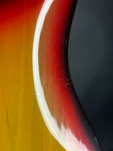 Scratches on back of Vintage 1974 Fender Mustang 3 Color Sunburst.