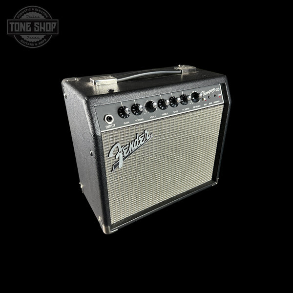Fender guitar amplifier on a black background with 'Tone Shop' logo.