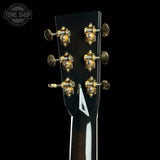 Back of headstock for Martin Custom Shop M Paisley Ember Burst.