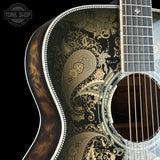Front shoulder of Martin Custom Shop M Paisley Ember Burst.