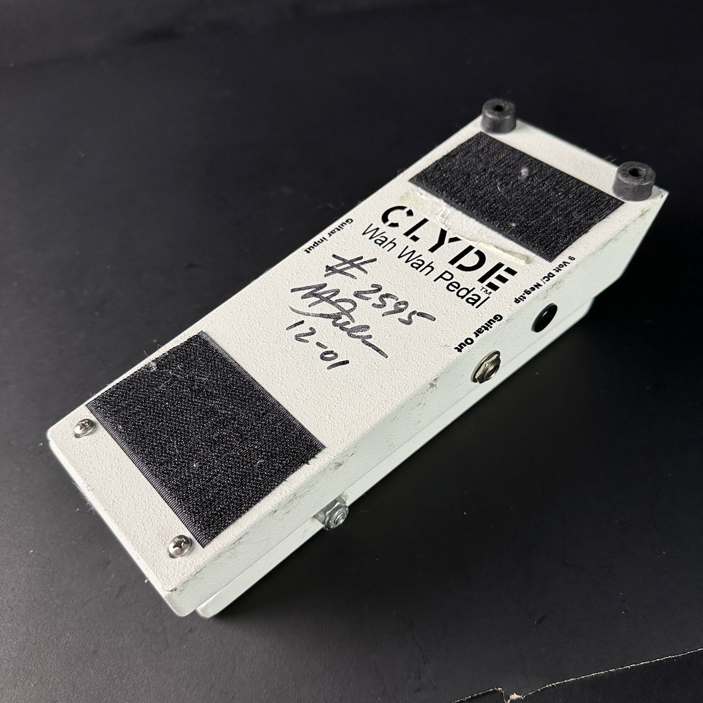 Guitar effects pedal with 'Clyde' branding on a dark background