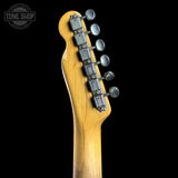 Back of headstock of Used 2010 Rebel Relic T-Style Sunburst.