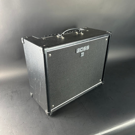 Boss guitar amplifier on a gray background