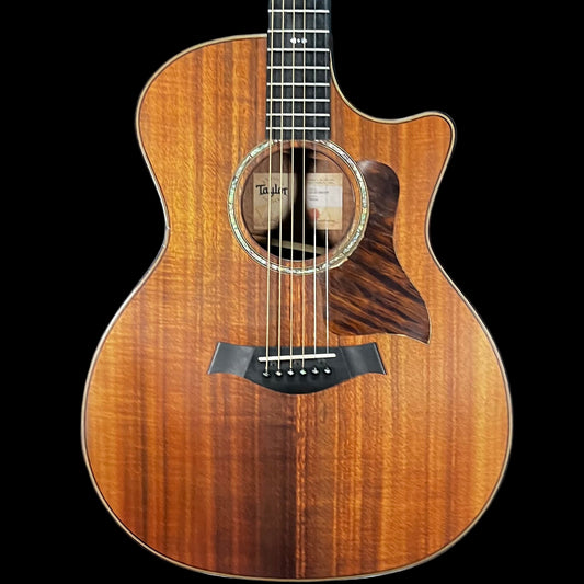 Front of Used 2022 Taylor 724ce Koa Grand Auditorium w/Crack w/Case TFW2646
