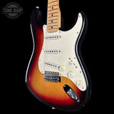 Front angle of Vintage 1974 Fender Stratocaster Sunburst.