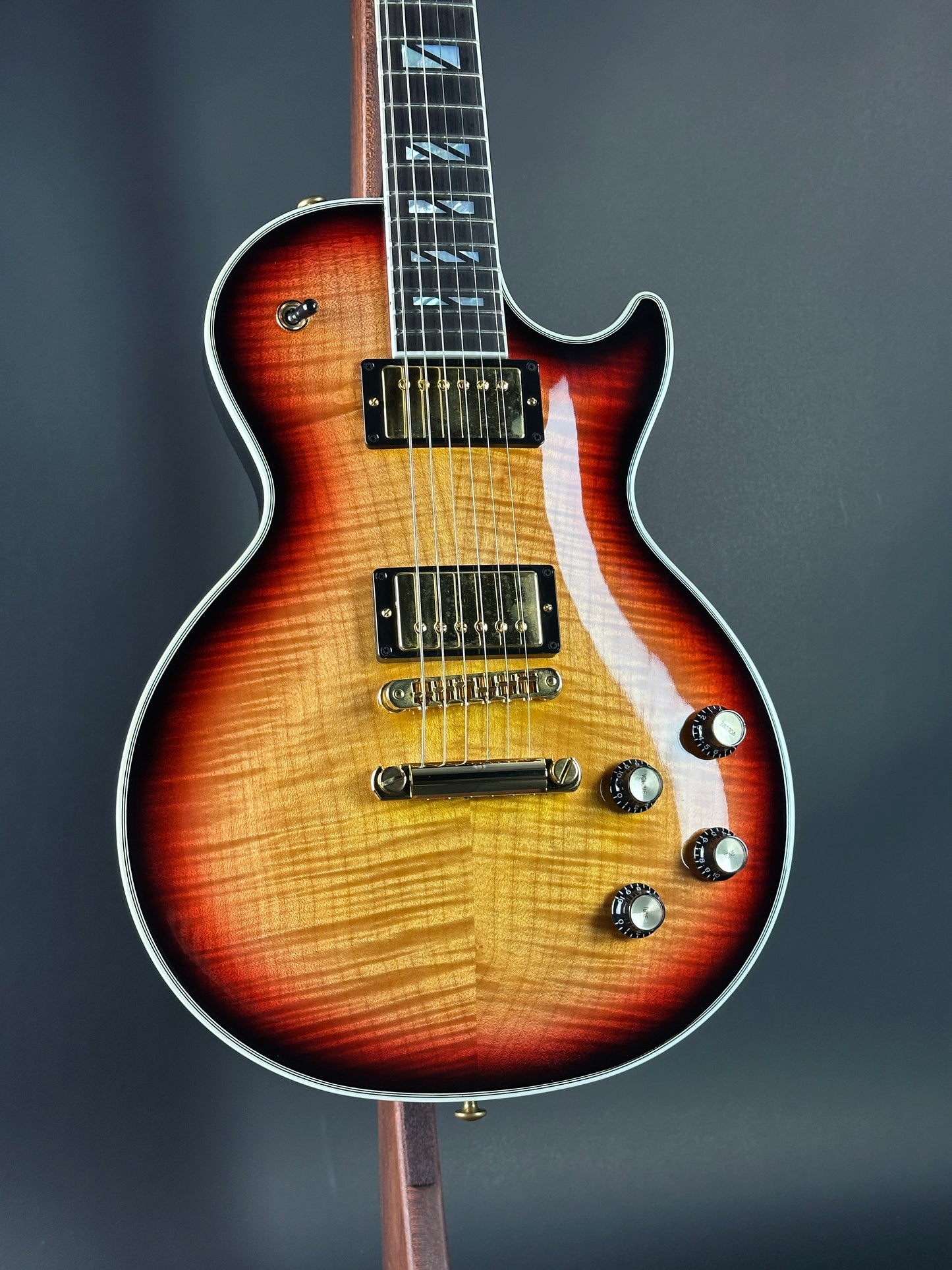 Front angle of Used Gibson Les Paul Supreme Fireburst.