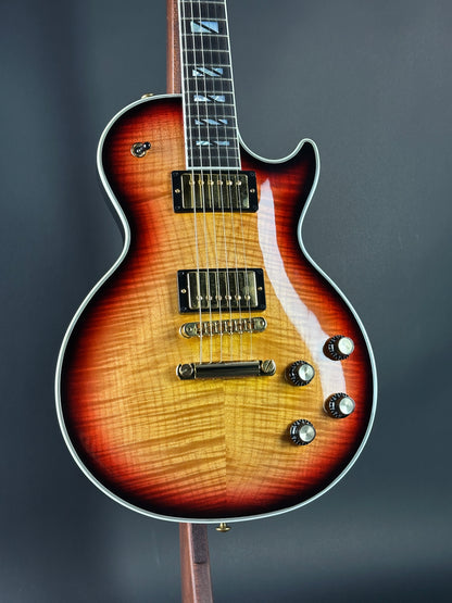 Front angle of Used Gibson Les Paul Supreme Fireburst.