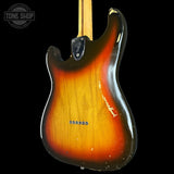 Back angle of Vintage 1979 Fender Stratocaster Hardtail Sunburst w/non-original case.