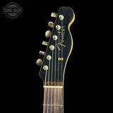 Headstock of Used Fender Custom Shop 1960 Tele Custom Journeyman Relic Black w/ Matching Headstock.