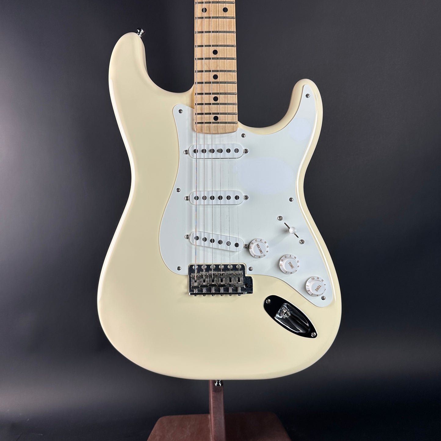 Front of Used Fender Jimmy Vaughan Strat White.