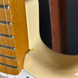 Wear at neck joint of Used 1996 Fender Jimmy Vaughan White.