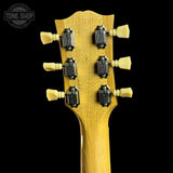 Back of headstock of Gibson Custom Limited 64 SG Standard Korina Antique Natural Maestro Vibrola VOS.