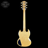 Full back of Gibson Custom Limited 64 SG Standard Korina Antique Natural Maestro Vibrola VOS.
