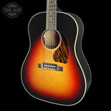 Front angle of Gibson Custom Made 2 Measure J-45 Standard Long Scale Vintage Sunburst.