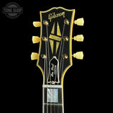 Headstock of Gibson Custom Limited 57 Les Paul Custom All Korina Antique Natural VOS.