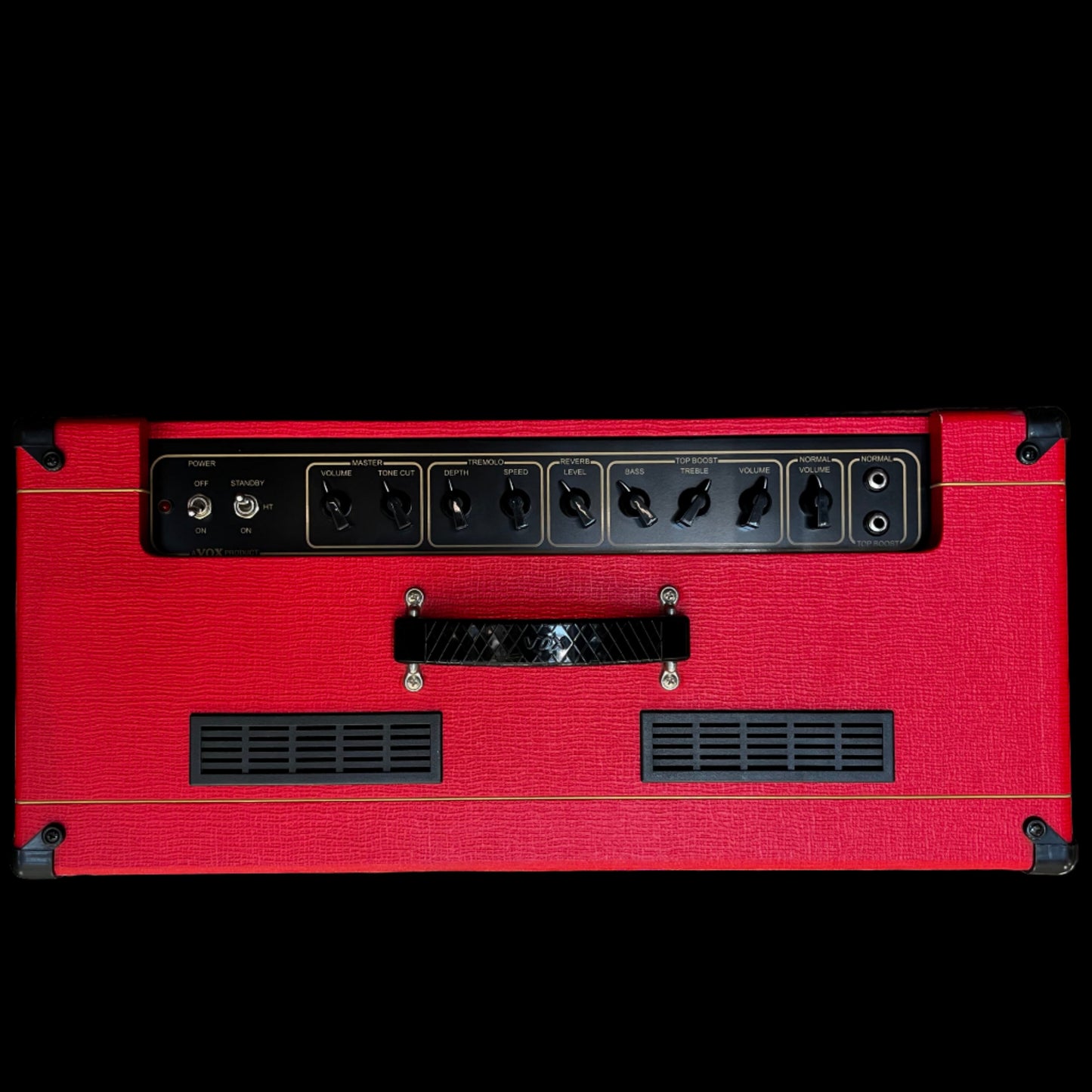 Top panel of Used Vox AC15C1 Red 1X12" 15 Watt Tube Guitar Amp TFW2658