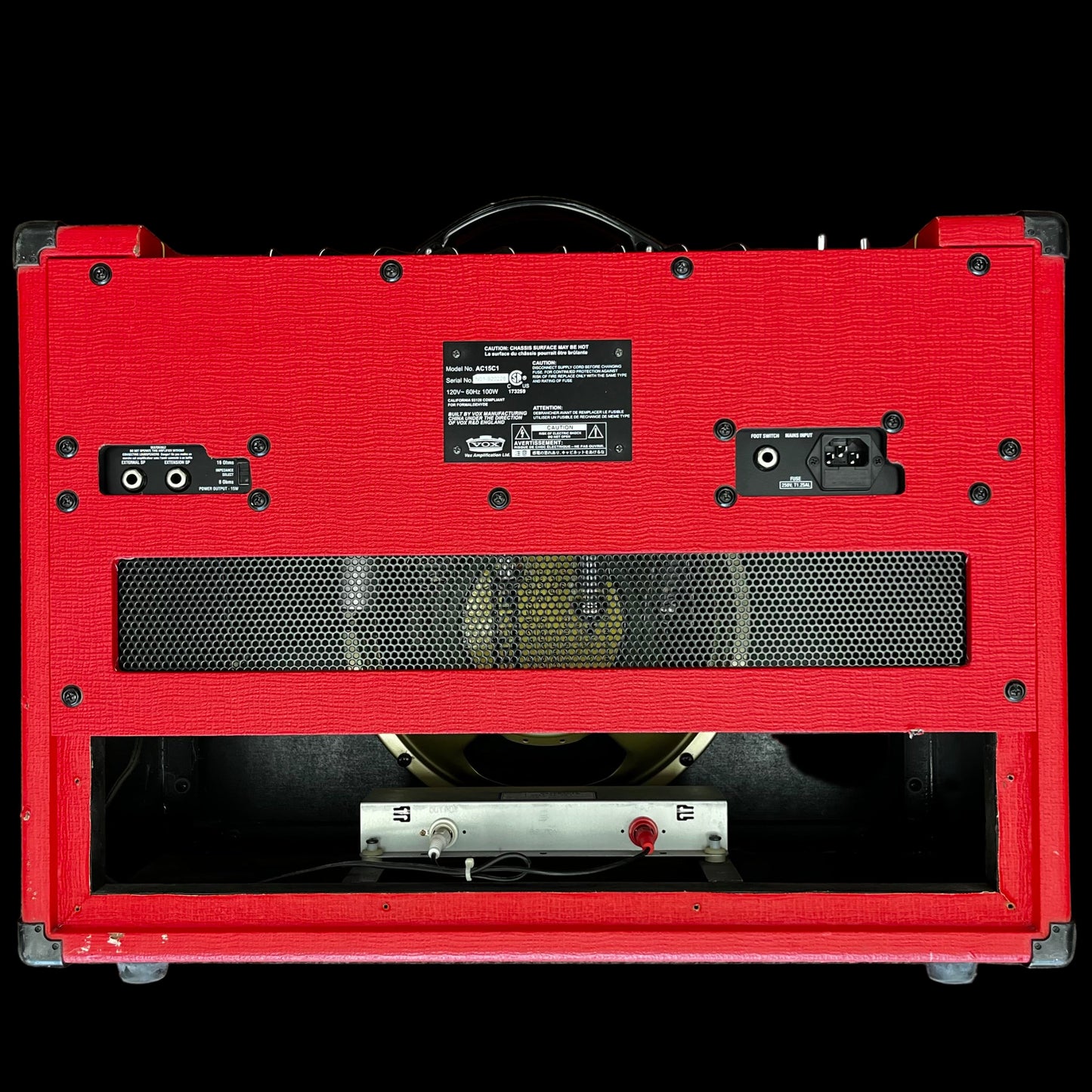 Back of Used Vox AC15C1 Red 1X12" 15 Watt Tube Guitar Amp TFW2658