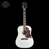 Full front of Gibson Custom Made 2 Measure Hummingbird Maple Alpine White LR Baggs VTC.