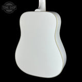 Back angle of Gibson Custom Made 2 Measure Hummingbird Maple Alpine White LR Baggs VTC.