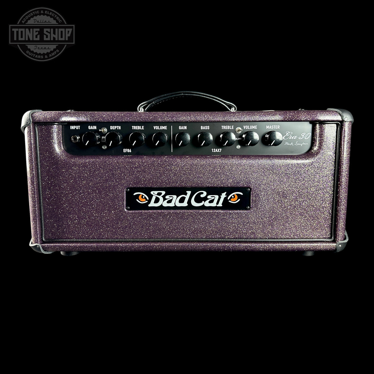 Front of Bad Cat TSG Exclusive Era 30 Purple Sparkle 30w Hand Wired Head.