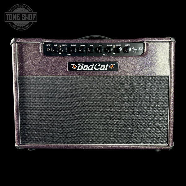 Front of Bad Cat TSG Exclusive Era 30 2x12 Purple Sparkle 30w Combo.