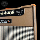 Front corner of Bad Cat x Powers Electric Cub V 40 Vintage Palomino Handwired EL34 40w 1x12 Tube Combo.