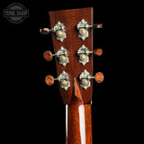 Back of headstock of Used 2005 Collings OM2H All Mahogany.