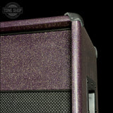 Front angle of Bad Cat TSG Exclusive Era 212X Purple Sparkle 2x12 Speaker Cabinet.