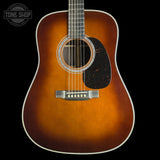 Front of Martin Custom Shop  28/45 Style Dread Adirondack/Wild Grain East Indian Rosewood Ambertone.